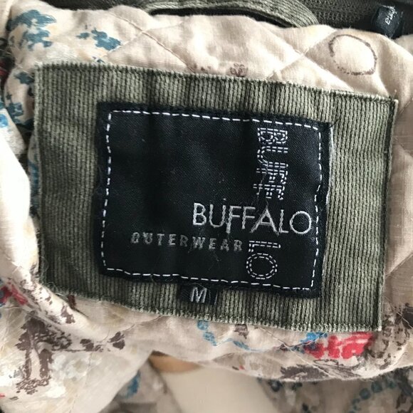 Buffalo David Bitton Outerwear Green Belted Jacket Faux Fur Hood Size M - Picture 12 of 12